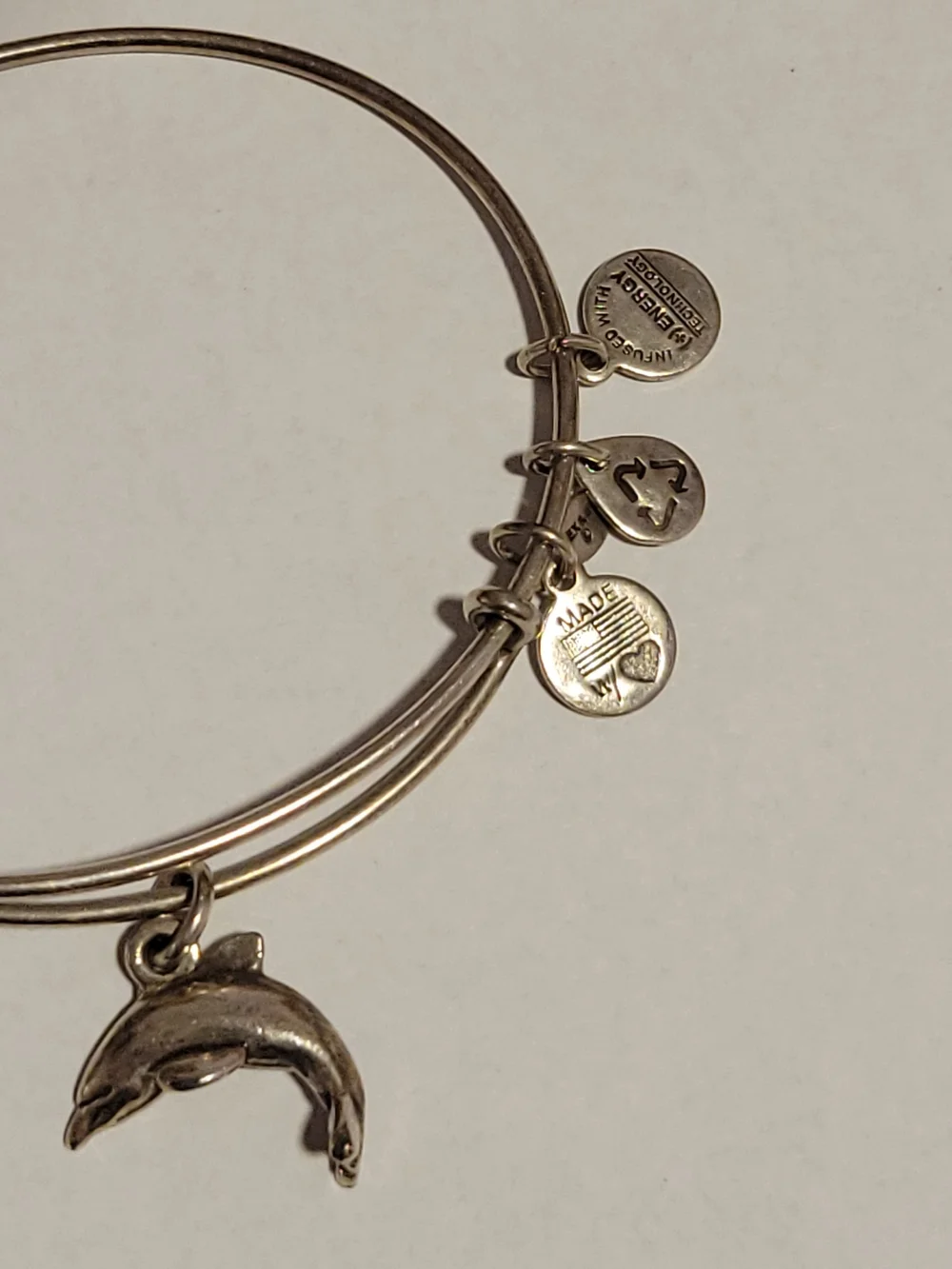 Alex and Ani Silver Dolphin Charm Bangle Bracelet
